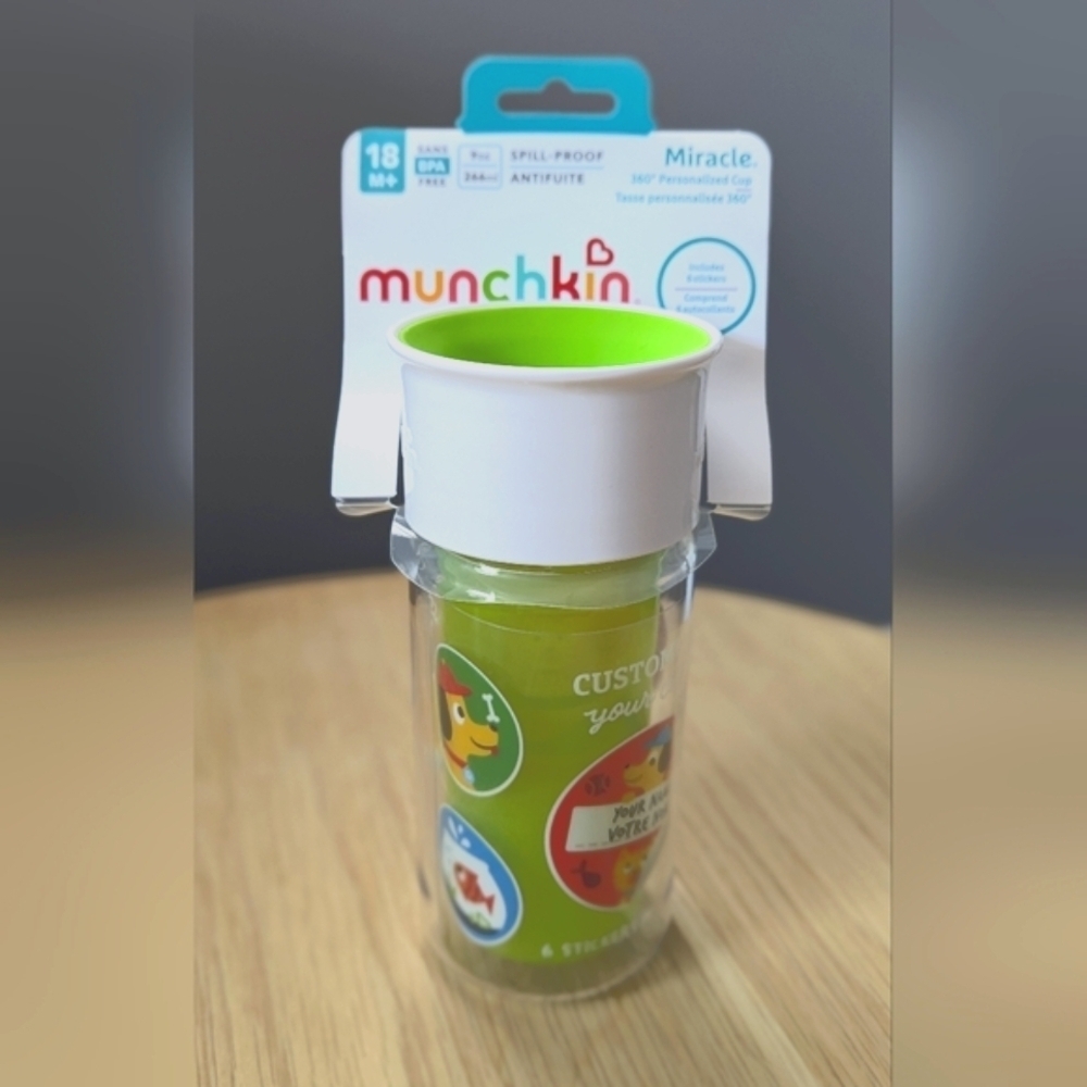 NWT Munchkin Kids 9oz Insulated Personalized BPA-Free Spill-Proof Miracle Cup